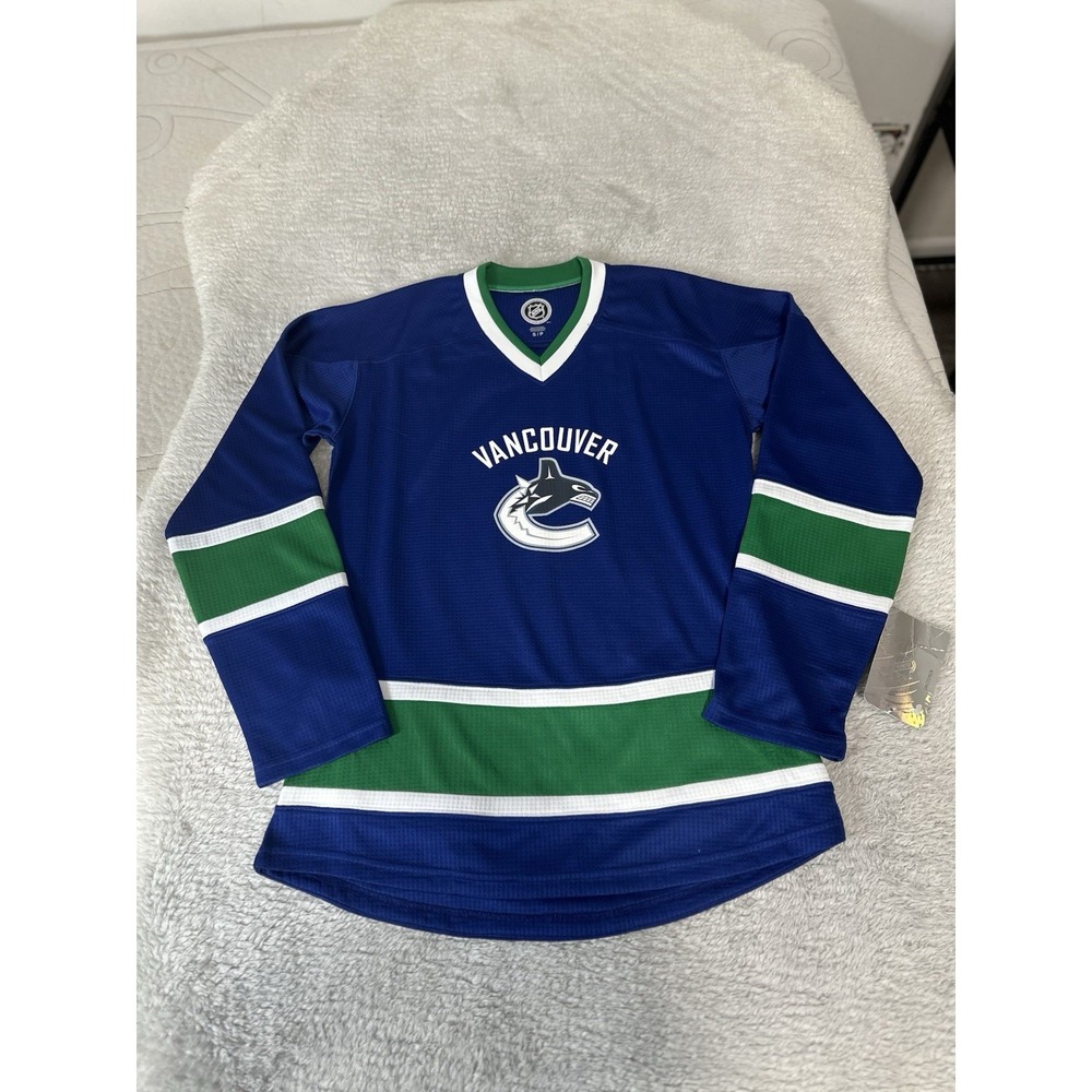 New NHL Official Vancouver Canucks blue home NHL hockey jersey Women Small